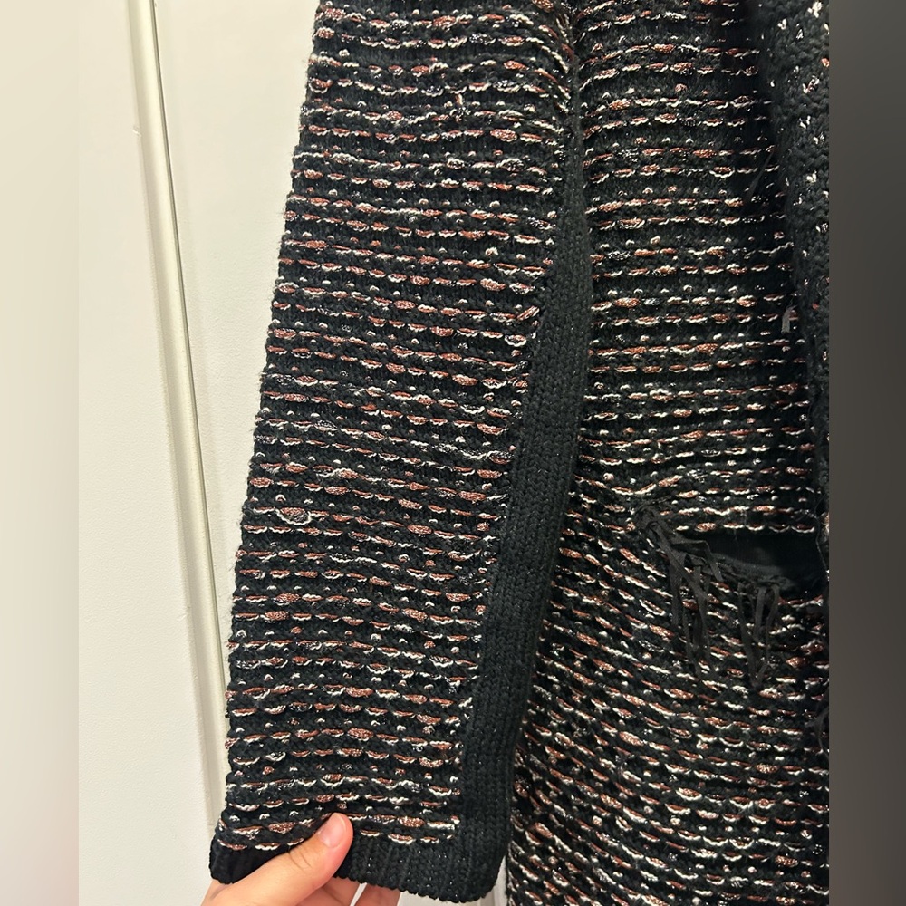 Simply Vera Vera Wang Black Shimmery Chunky Knit Open Cardigan Sweater Size L/XL - Picture 5 of 12